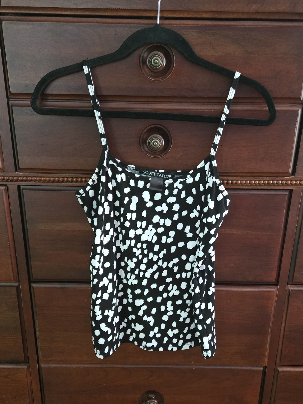 Black & White Print Spaghetti Strap Tank Top